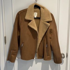 Tan H and M Faux Fur and Suede Jacket